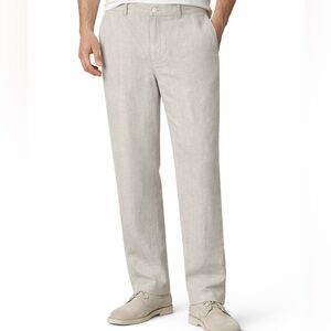 Alan Flusser Classic Fit Cream Linen Blend Casual Pants Men’s 38W 30L